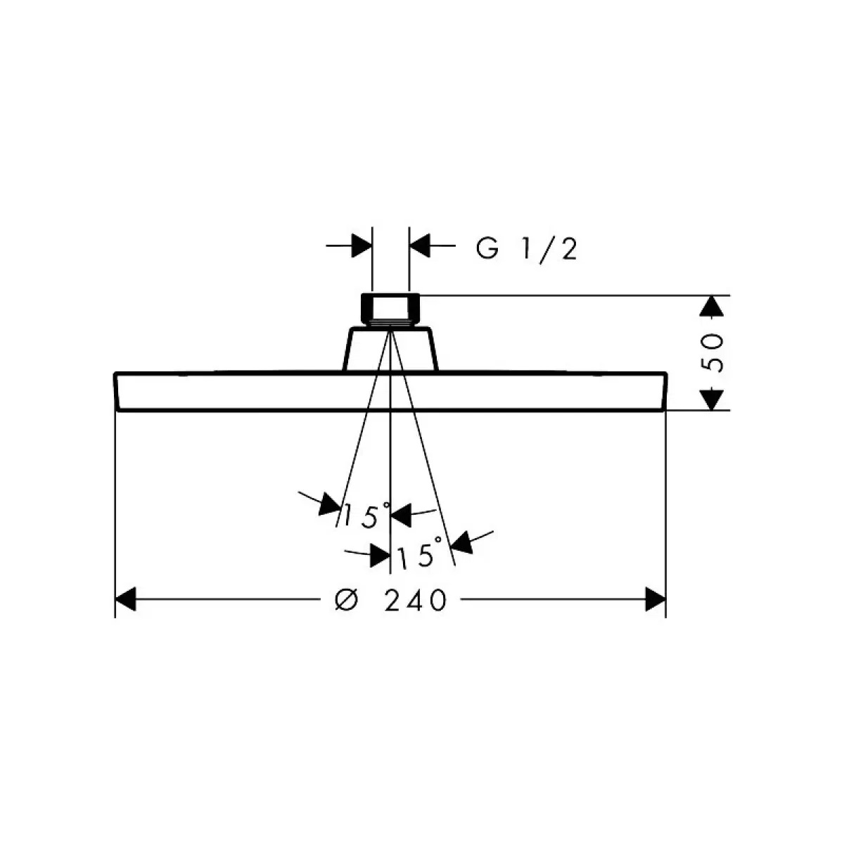 Hansgrohe Activera S 240 1jet EcoSmart+ Chrome 28057000 Габаритные размеры