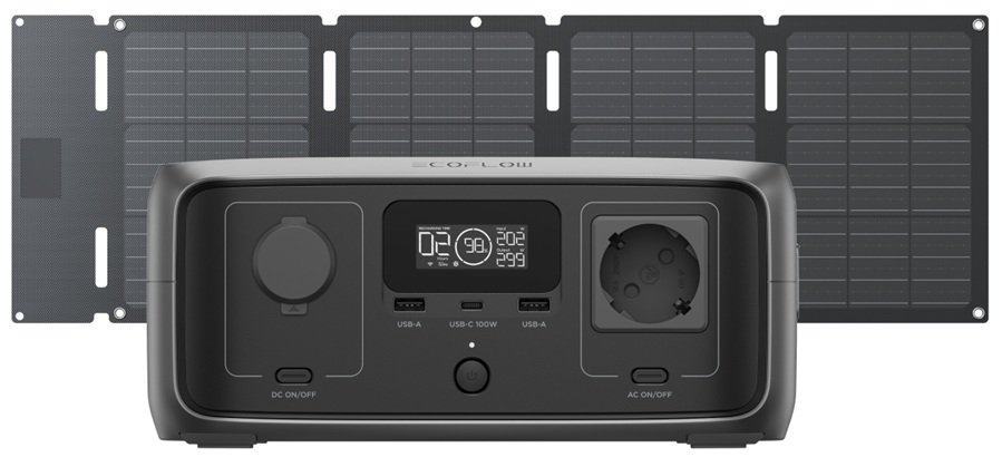 Портативная зарядная станция EcoFlow River 3 UPS + Solar Panel 45W