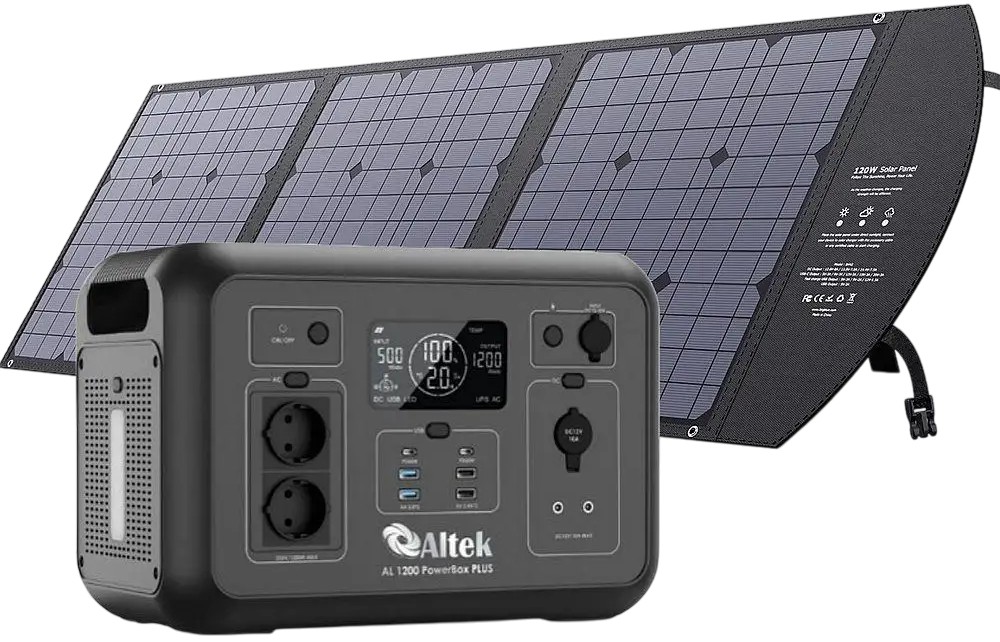 Портативная зарядная станция Altek AL 1200 PowerBox Plus + солнечная панель Altek ALT-120