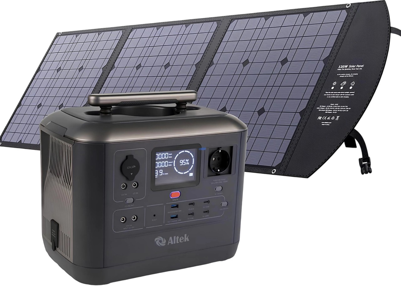 Портативна зарядна станція Altek CP 1000 + сонячна панель Altek ALT-120