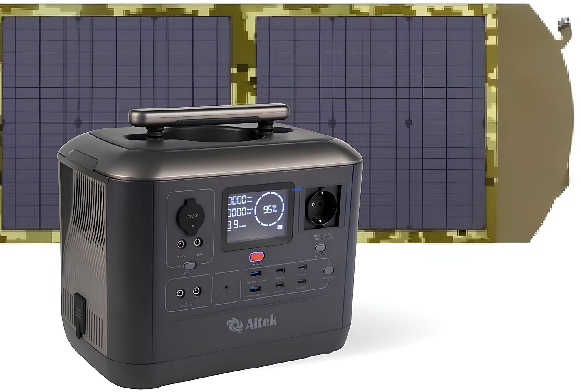 Портативная зарядная станция Altek CP 1000 + солнечная панель Altek ALT-120 Military