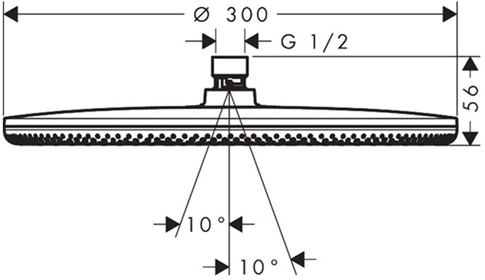 Hansgrohe Raindance Alive S 300 1jet Matt White 24520700 Габаритные размеры