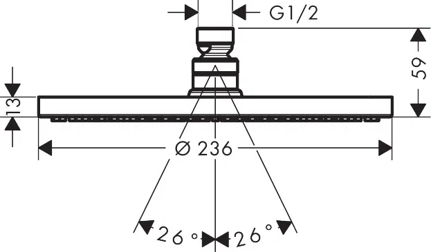 Hansgrohe Raindance S 240 Showerpipe PowderRain 1jet Brushed Black Chrome 27623340 Габаритні розміри