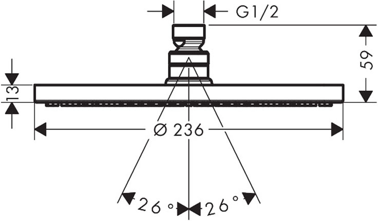 Hansgrohe Raindance S 240 Showerpipe PowderRain EcoSmart 1jet Brushed Bronze 27624140 Габаритні розміри