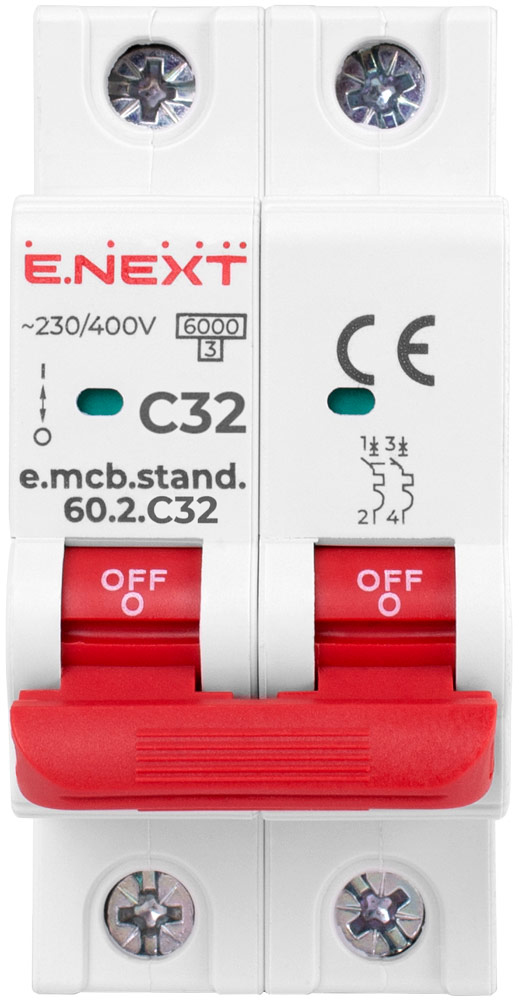 Автоматический выключатель E.NEXT e.mcb.stand.60.2.C32 (s002120)