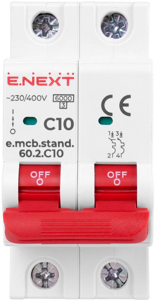 Автоматический выключатель E.NEXT e.mcb.stand.60.2.C10 (s002116)