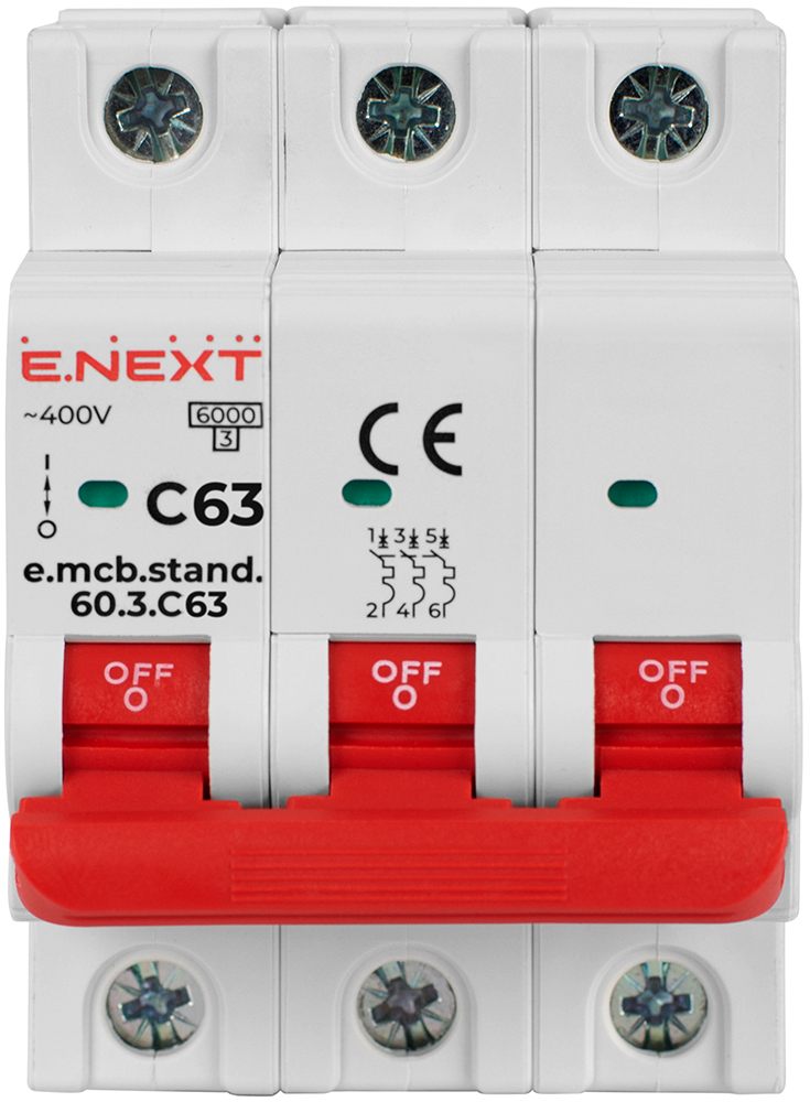 Автоматический выключатель E.NEXT e.mcb.stand.60.3.C63 (s002137)