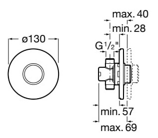 Roca Fluent Eco (A5A9C24C00) Габаритні розміри
