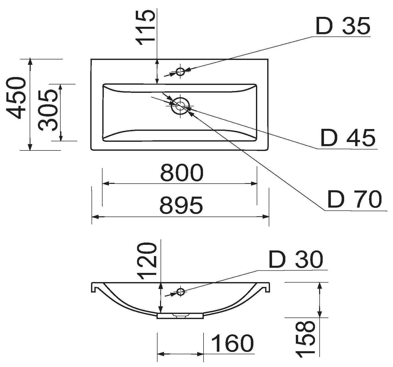 Adamant Cers White 90 (100001504) Габаритні розміри
