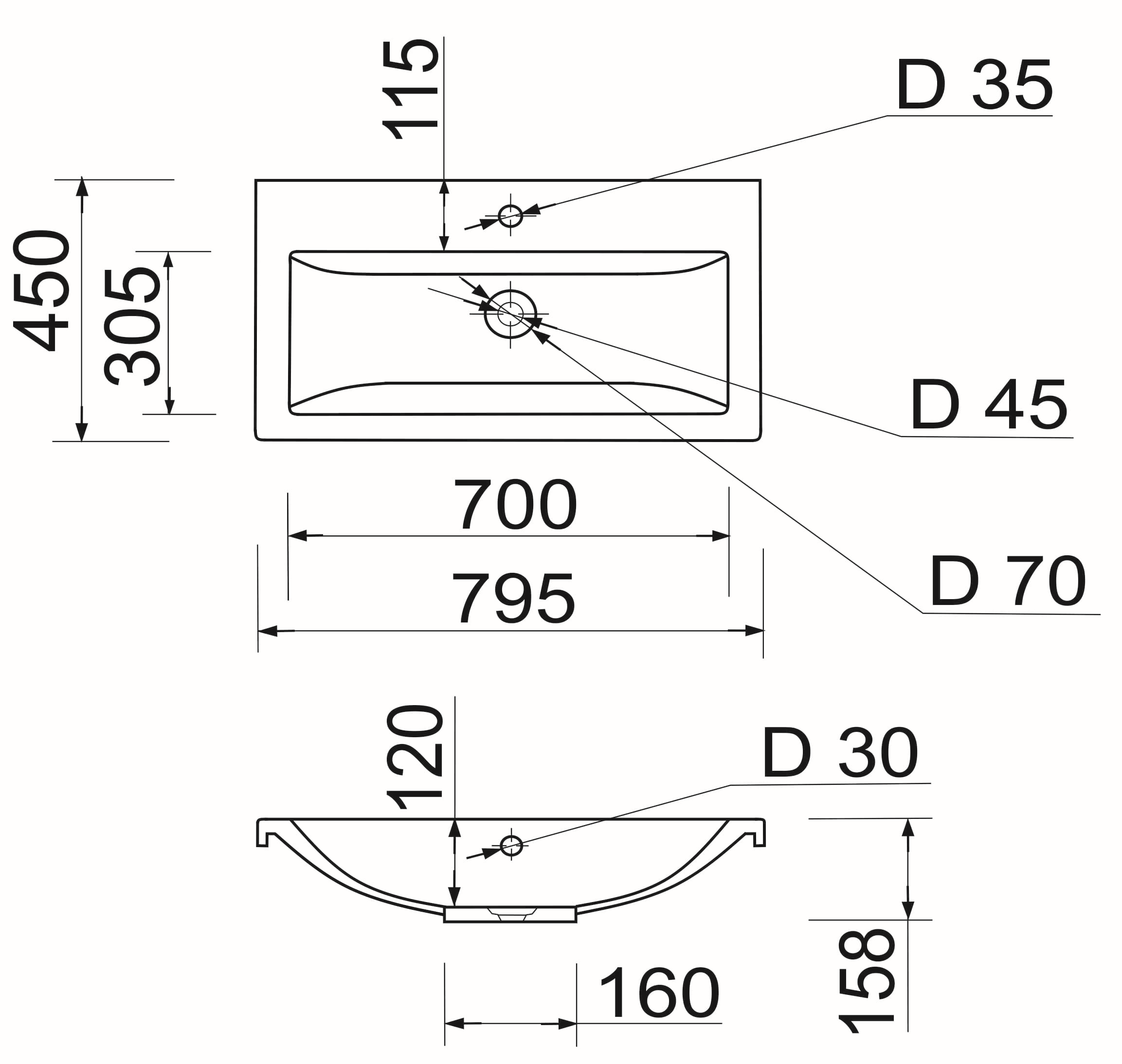 Adamant Cers White 80 (4824296202301) Габаритні розміри