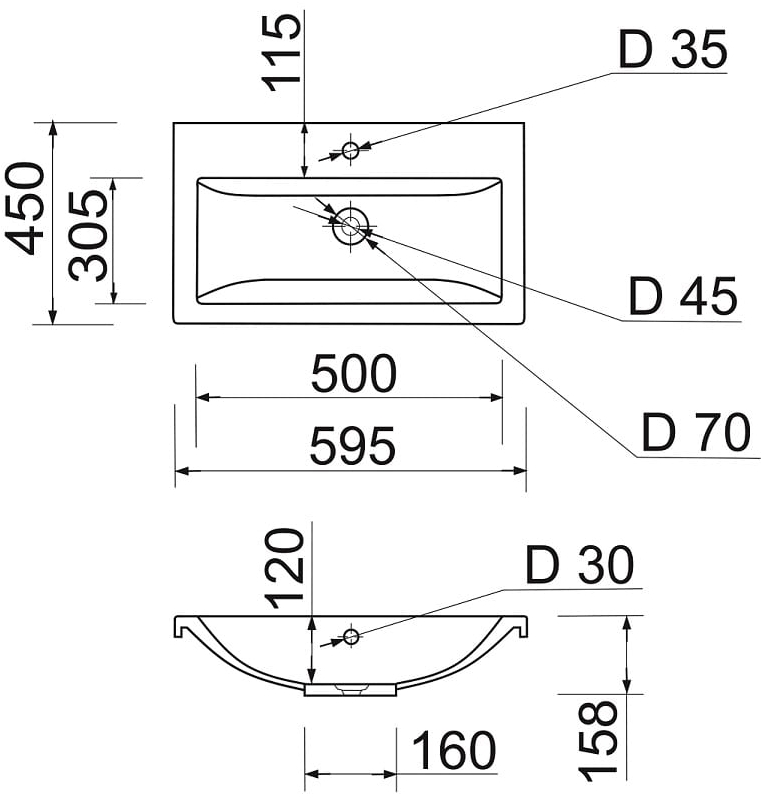 Adamant Cers White 60 (100002354) Габаритні розміри