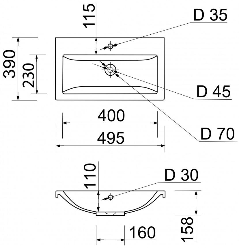 Adamant Cers White 50 (4824296204001) Габаритні розміри