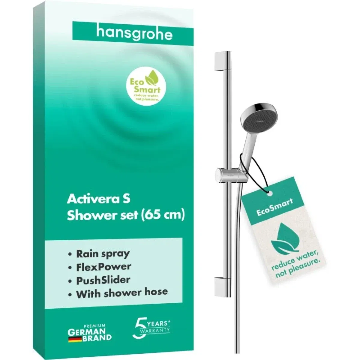 Душевой набор Hansgrohe Activera Select S 1jet EcoSmart 65 см Chrome 28041000 цена 3640 грн - фотография 2