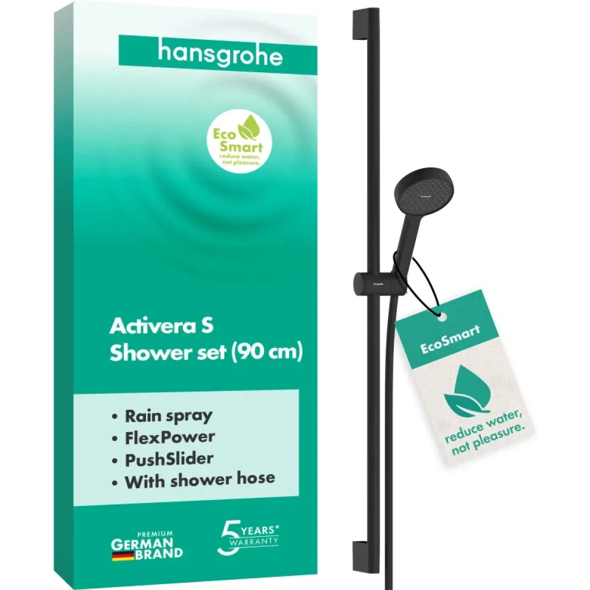 Душевой набор Hansgrohe Activera Select S 1jet EcoSmart 90 см Matt Black 28042670 цена 4992 грн - фотография 2