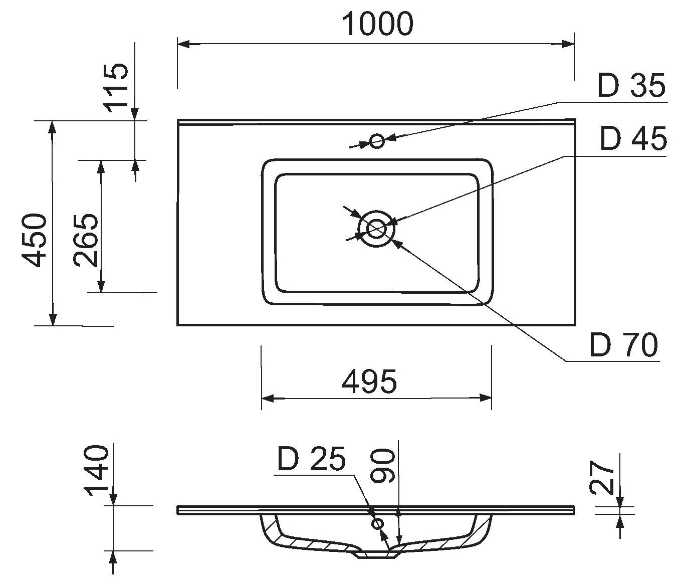 Adamant Flat White 100 (4824296107001) Габаритні розміри
