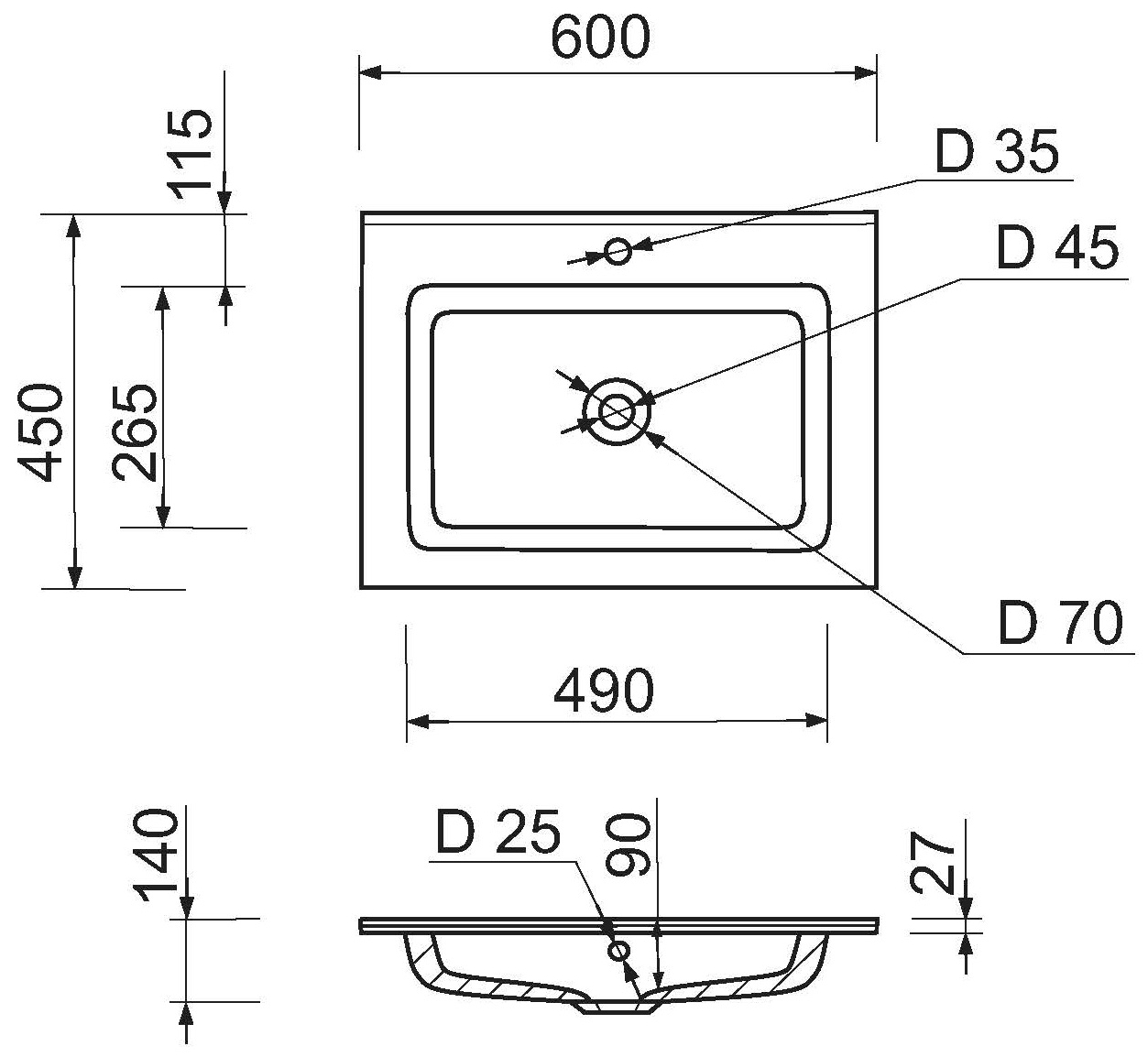 Adamant Flat White 60 (4824296206401) Габаритні розміри