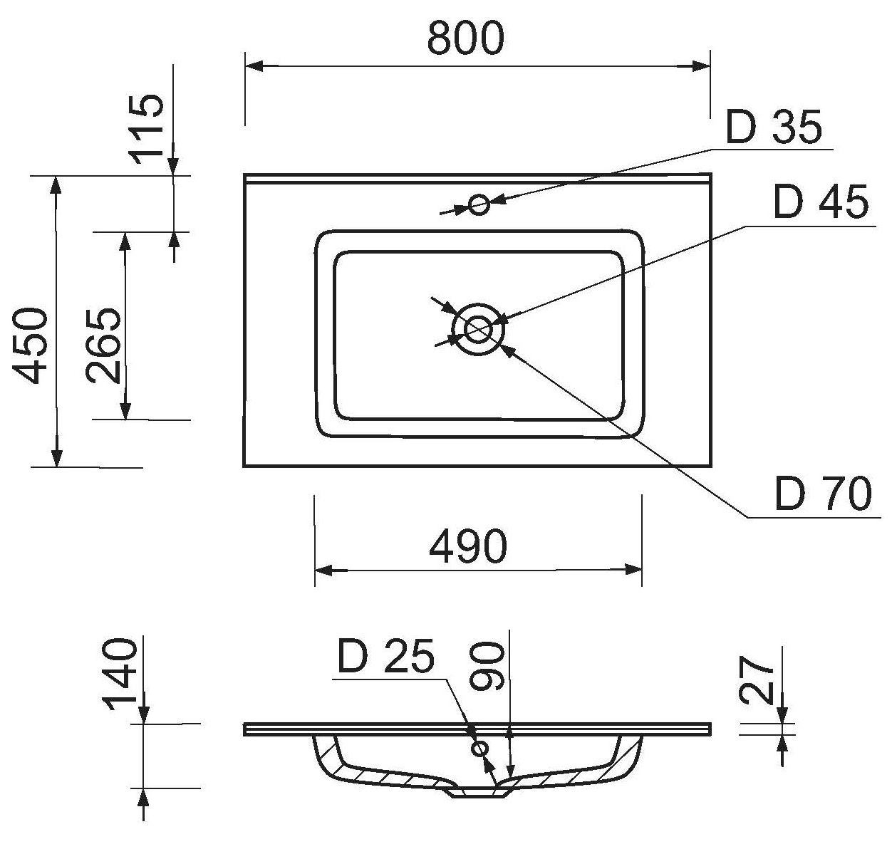Adamant Flat White 80 (4824296206501) Габаритні розміри