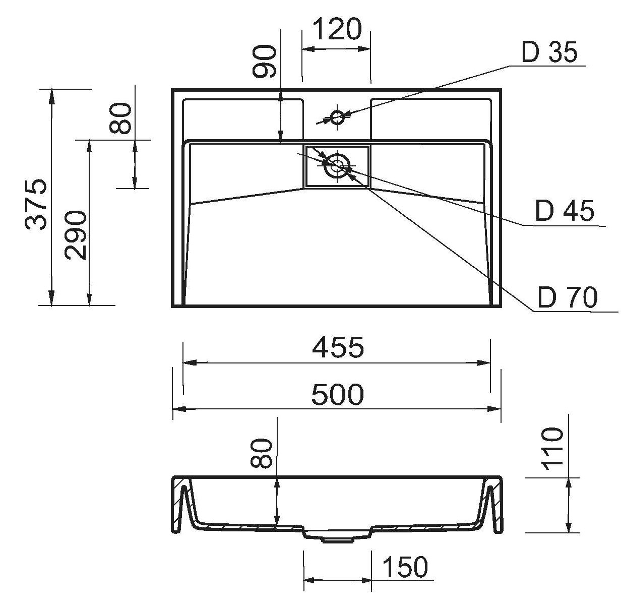 Adamant Vision 50 White (4824296205101) Габаритні розміри