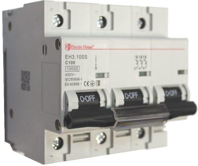 Автоматический выключатель Electro House 3P, 100A, 10kA, C (EH-3.100S)