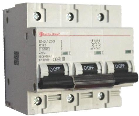 Автоматический выключатель Electro House 3P, 125A, 10kA, C (EH-3.125S)