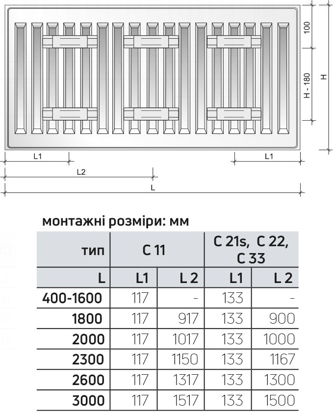 Purmo Compact C 33 тип 550x900 боковое подключение (F063305509010300) Габаритные размеры
