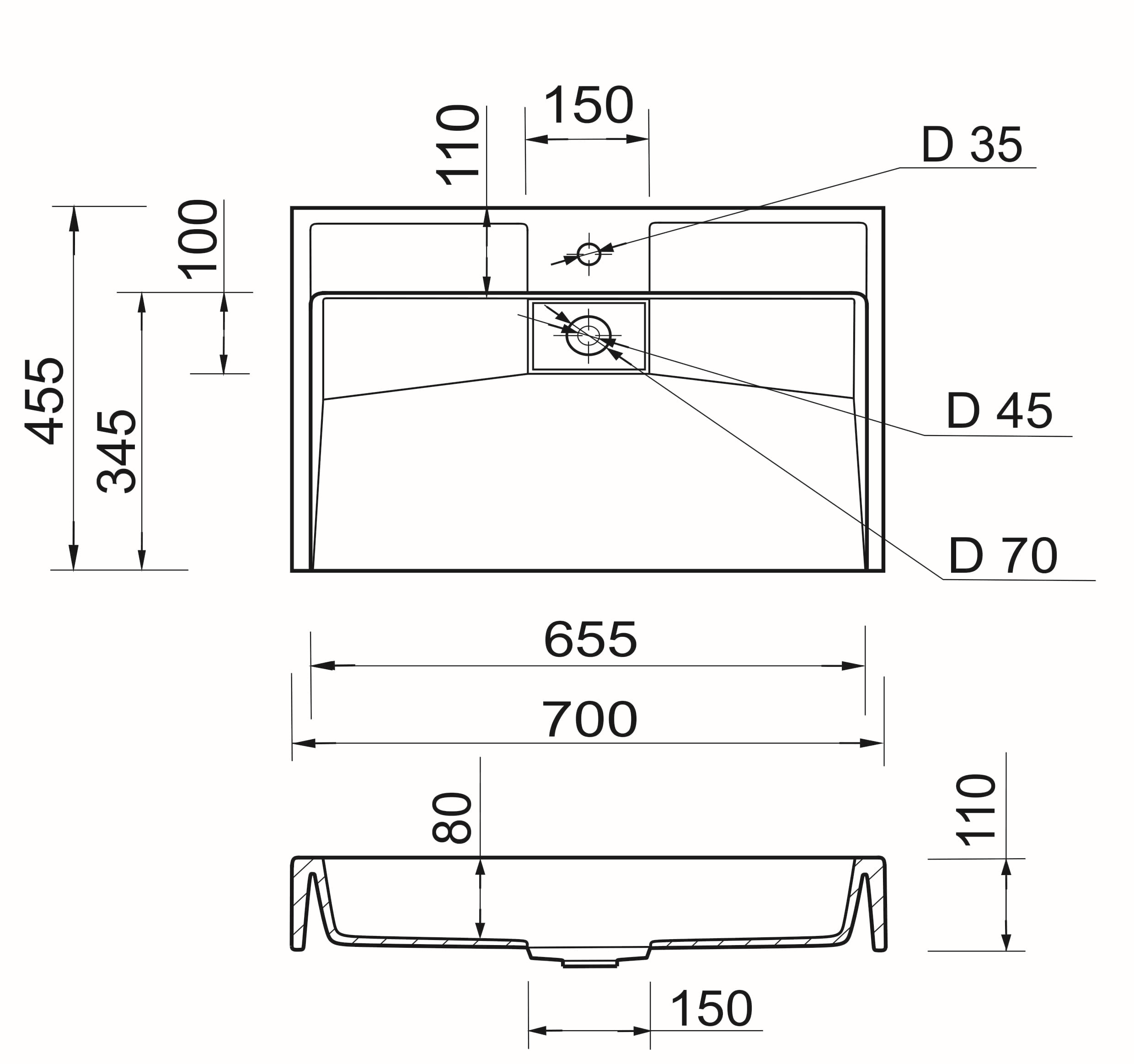 Adamant Vision 70 White (4824296204101) Габаритні розміри