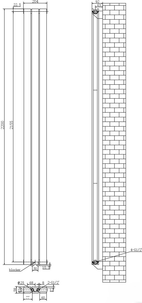 ArttiDesign Livorno II 3/2200/204/50 білий матовий (LV II.3.220.20.5.W) Габаритні розміри