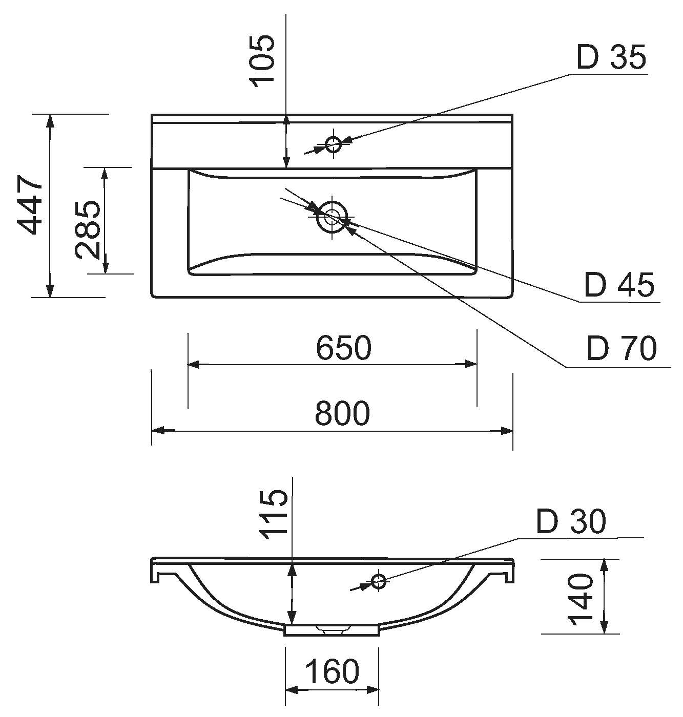Adamant Quanto White 80 (4824296206301) Габаритні розміри