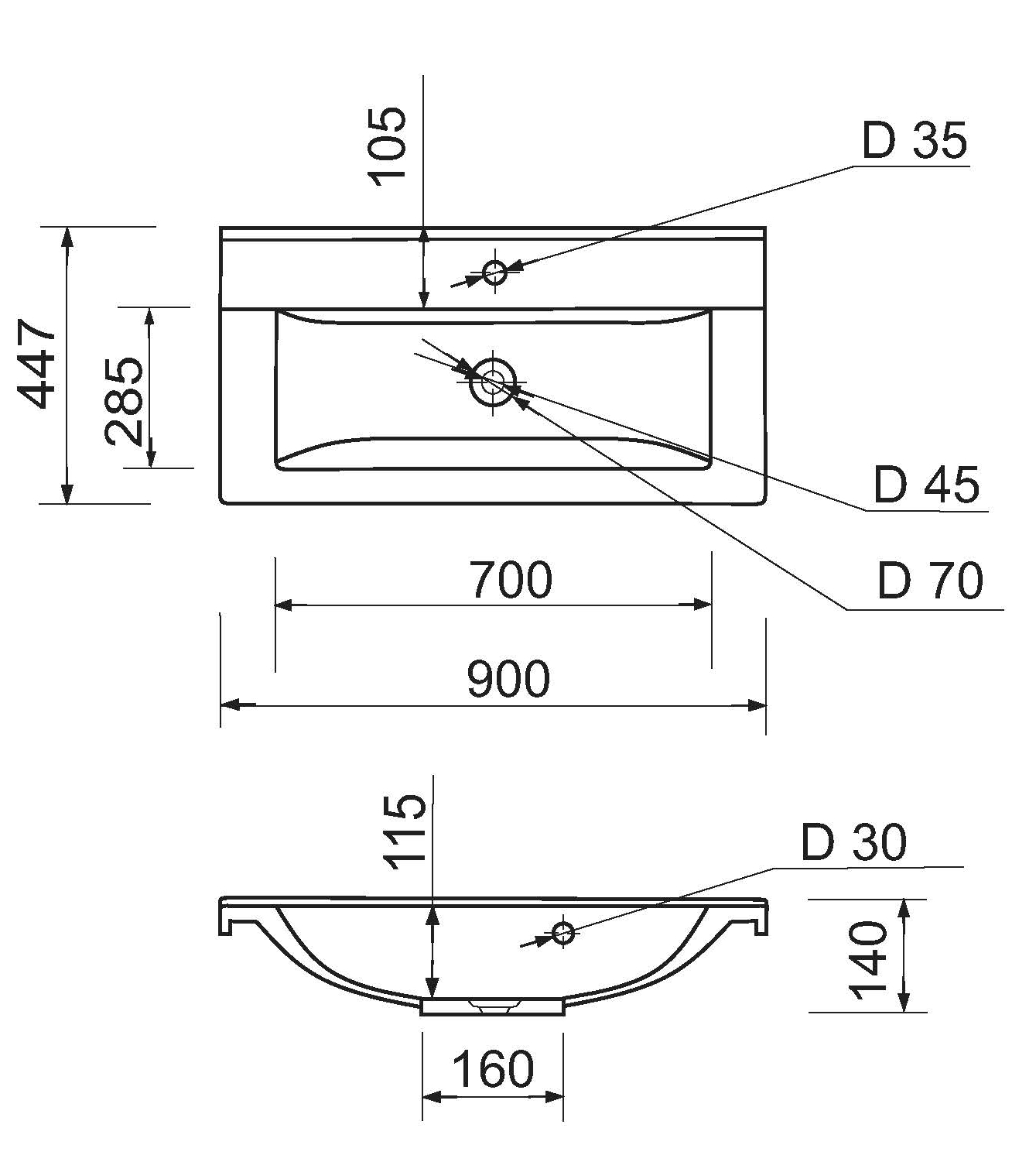 Adamant Quanto White 90 (4824296107101) Габаритні розміри
