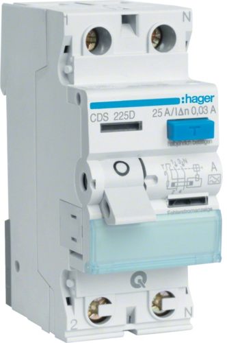 Hager QC 2P 25A 30mA A (CDS225D)
