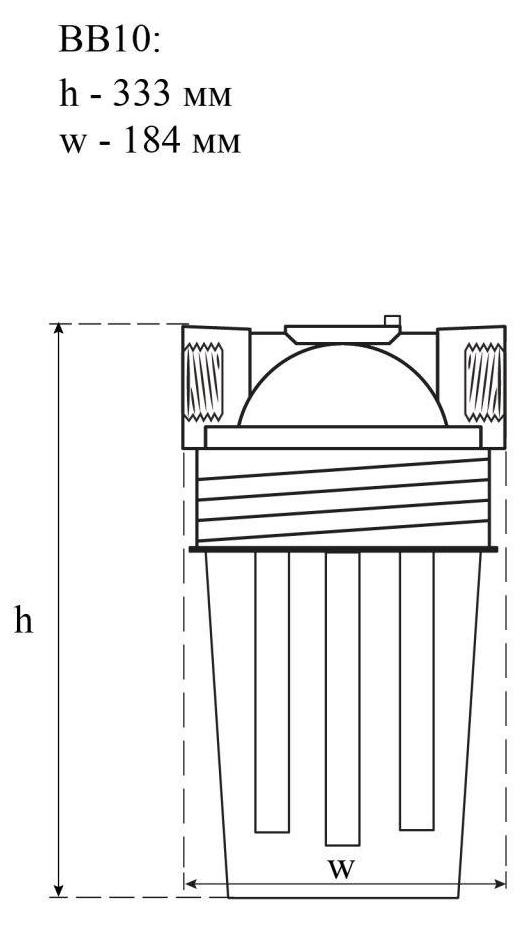 Свод BB10 с картриджем (механика) Габаритные размеры
