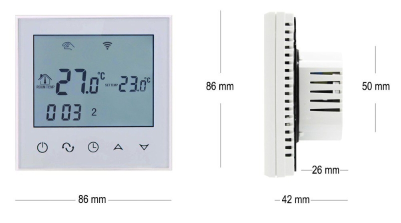 EcoTerm SN WI-FI White Габаритні розміри