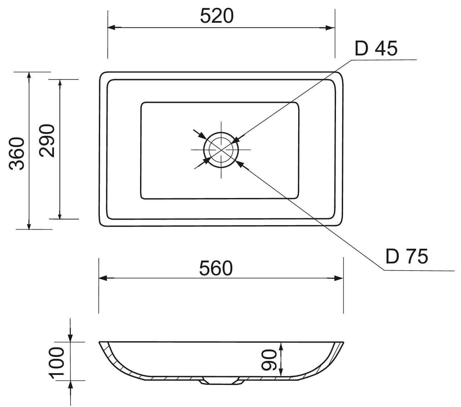 Adamant Lower Black/White (4824296204009) Габаритные размеры