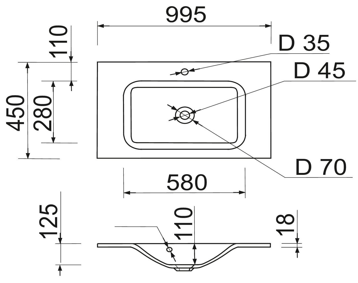 Adamant Frate White 100 (100002887) Габаритні розміри
