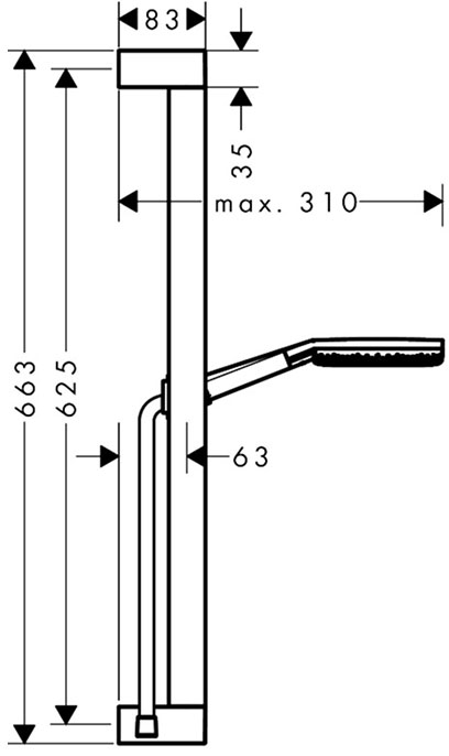 Hansgrohe Raindance Alive Select S 3jet EcoSmart 65 см Polished Gold Optic 24600990 Габаритные размеры