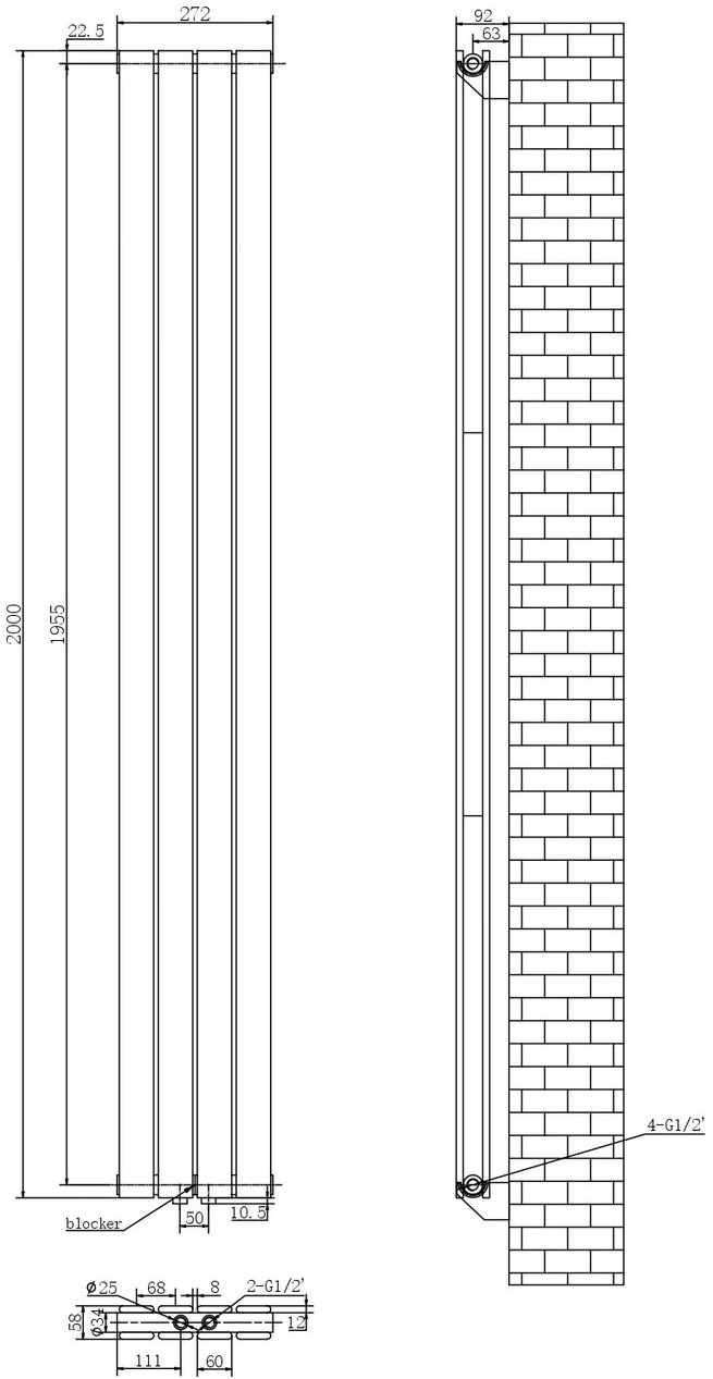 ArttiDesign Livorno II 4/2000/272/50 білий матовий (LV II.4.200.27.5.W) Габаритні розміри