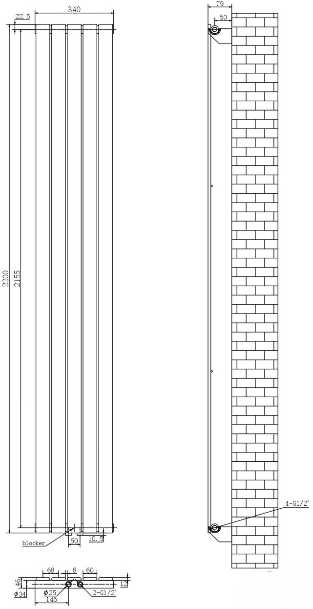 ArttiDesign Livorno 5/2200/340/50 білий матовий (LV.5.220.34.5.W) Габаритні розміри