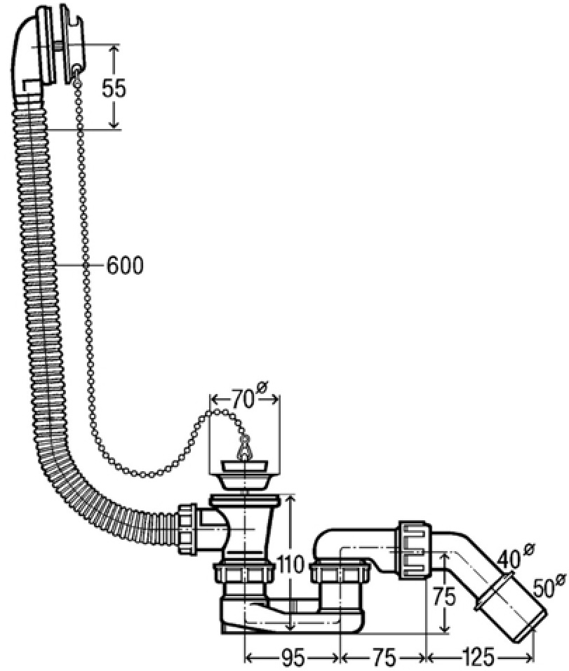 Roca Contesa 170x70 + simplex сифон для ванни (A235860000+311537) Габаритні розміри