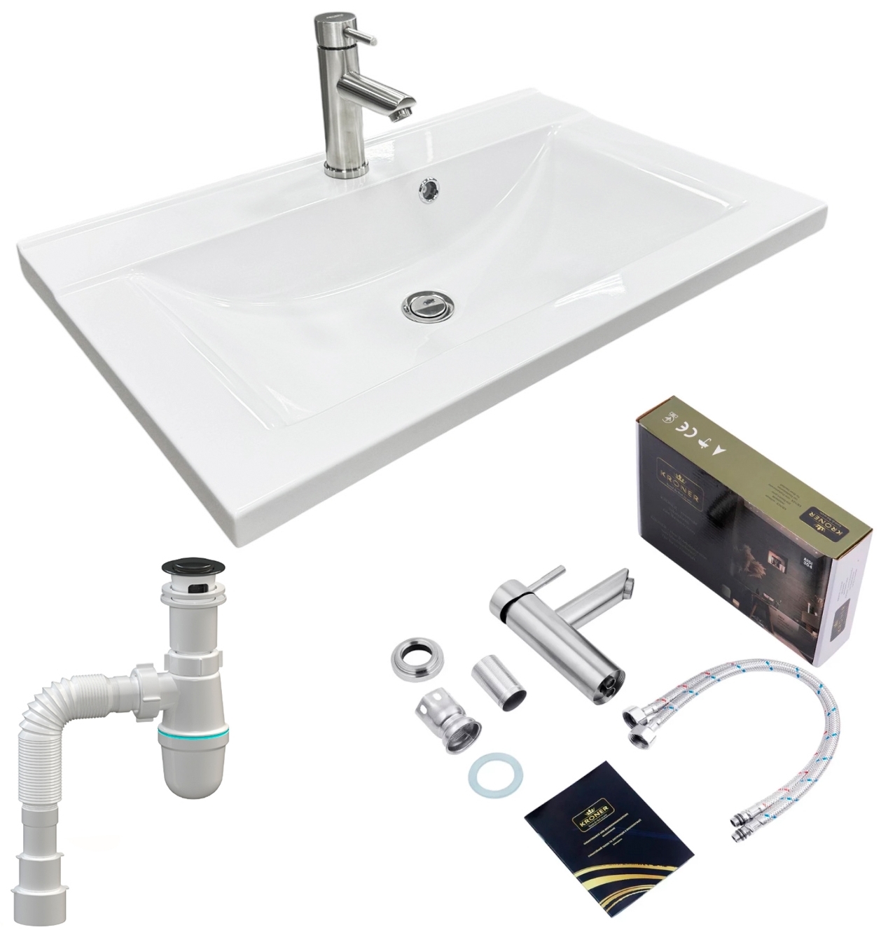 Набір для ванної Adamant Quanto 70 з сифоном Click-Clack + змішувач (4824296208101)