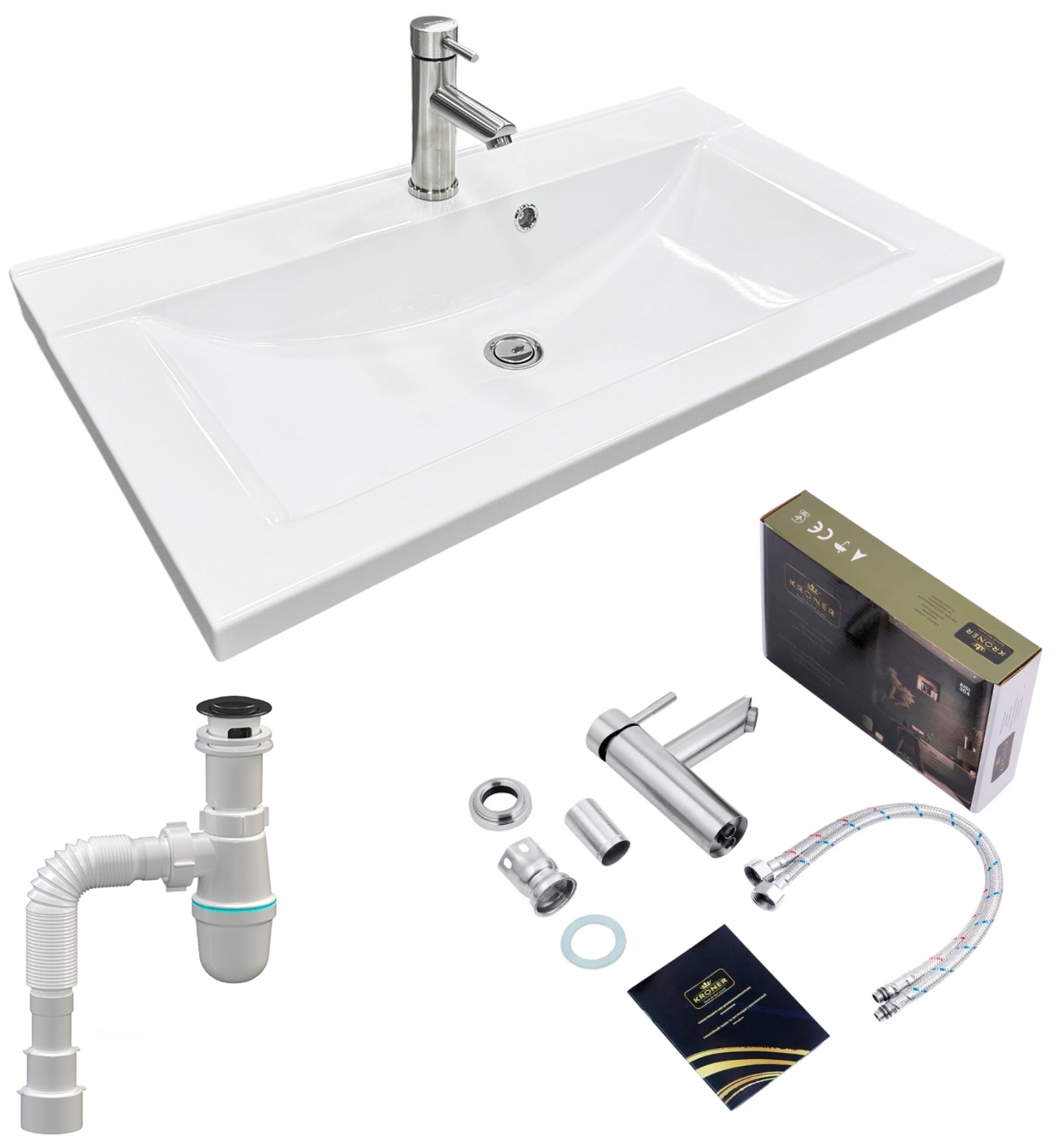 Набір для ванної Adamant Quanto 80 з сифоном Click-Clack + змішувач (4824296208201)