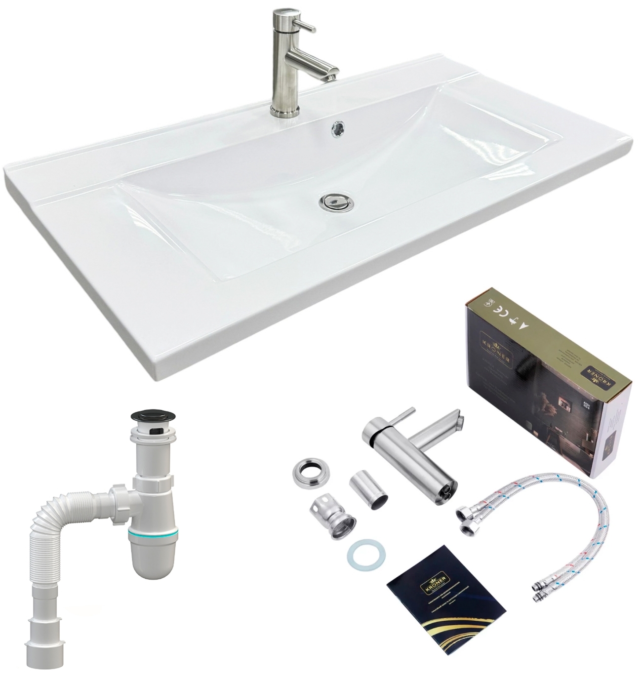 Набір для ванної Adamant Quanto 90 з сифоном Click-Clack + змішувач (4824296208301)