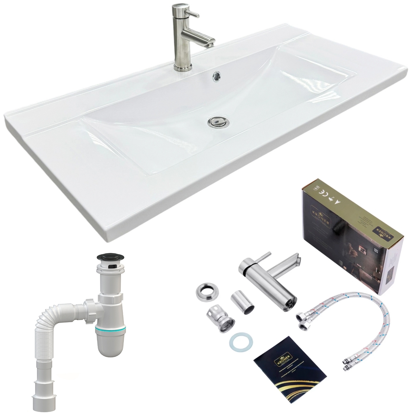 Набір для ванної Adamant Quanto 100 з сифоном Click-Clack + змішувач (4824296207901)