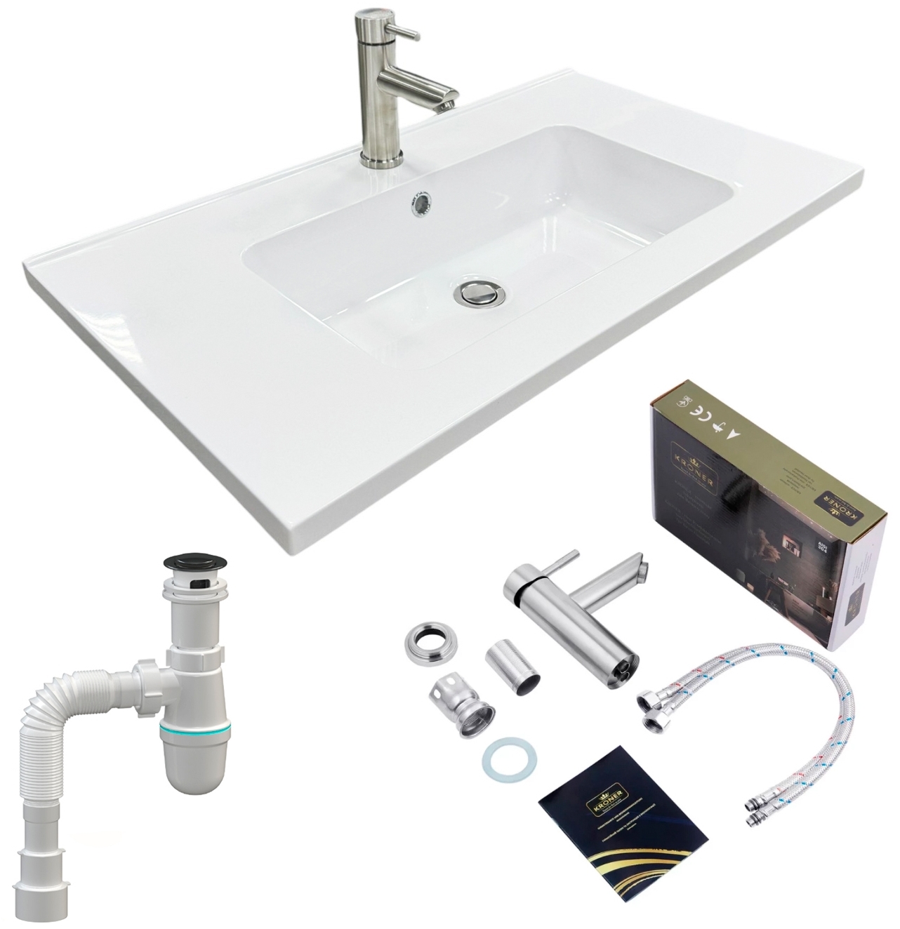 Набір для ванної Adamant Flat 80 з сифоном Click-Clack + змішувач (4824296207801)