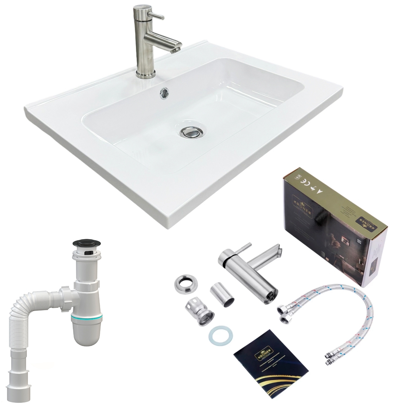 Набір для ванної Adamant Flat 60 з сифоном Click-Clack + змішувач (4824296207701)