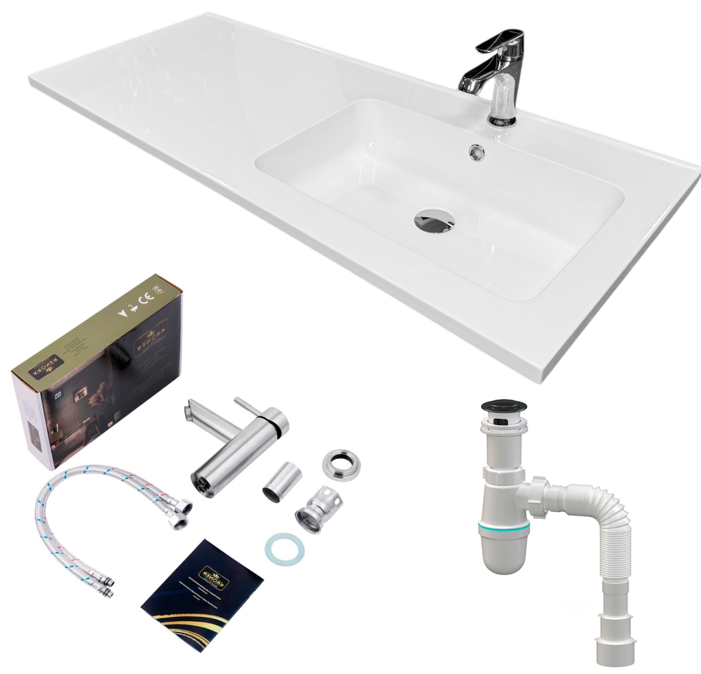 Набір для ванної Adamant Flat 120R з сифоном Click-Clack + змішувач (4824296208501)