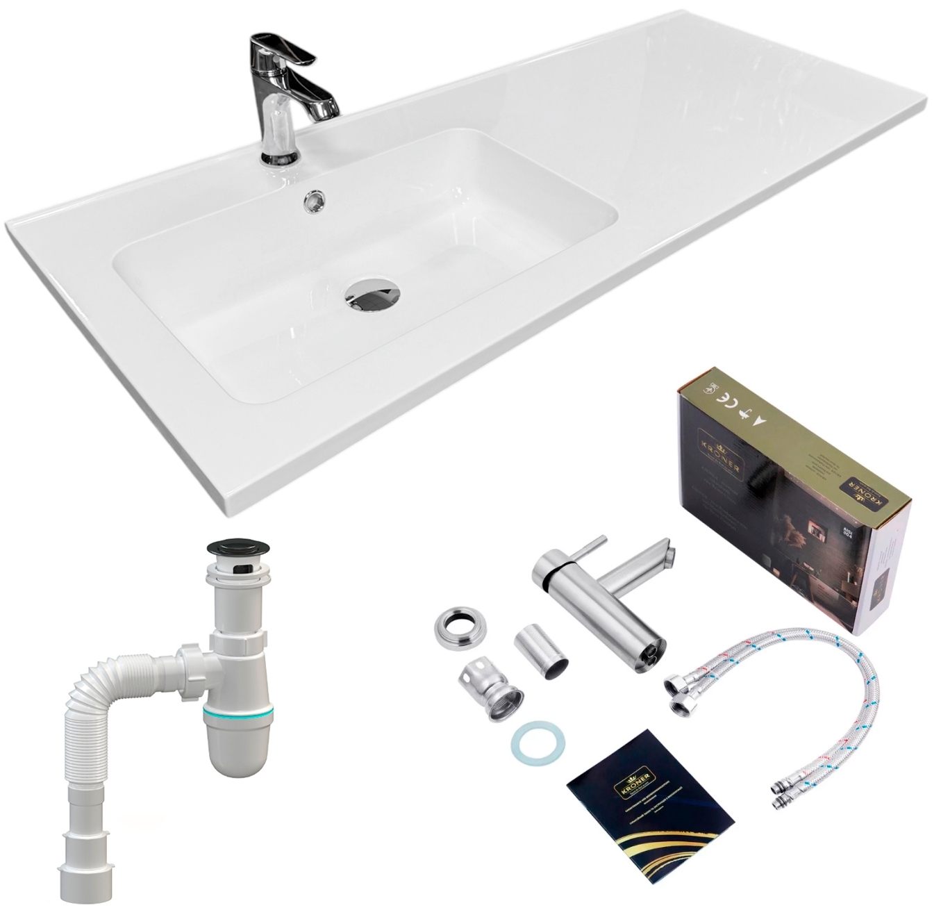 Набір для ванної Adamant Flat 120L з сифоном Click-Clack + змішувач (4824296208601)