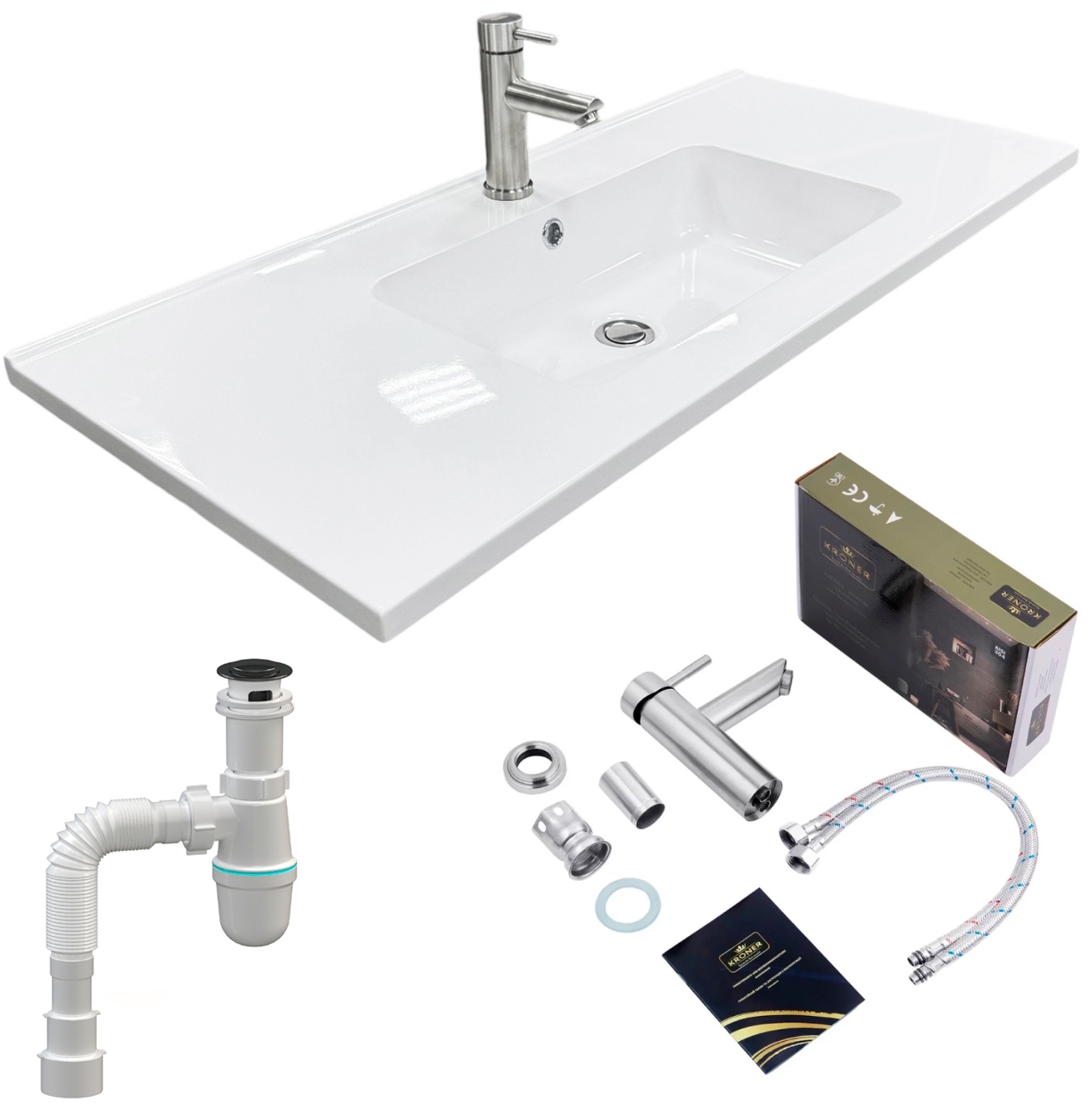 Набір для ванної Adamant Flat 100 з сифоном Click-Clack + змішувач (4824296207601)