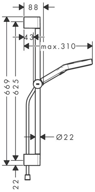 Hansgrohe Rainfinity 130 3Jet EcoSmart Puro S 65 см Matt White 28746700 Габаритные размеры