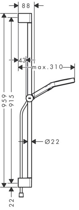 Hansgrohe Rainfinity 130 3Jet Puro S 90 см Matt White 28743700 Габаритные размеры