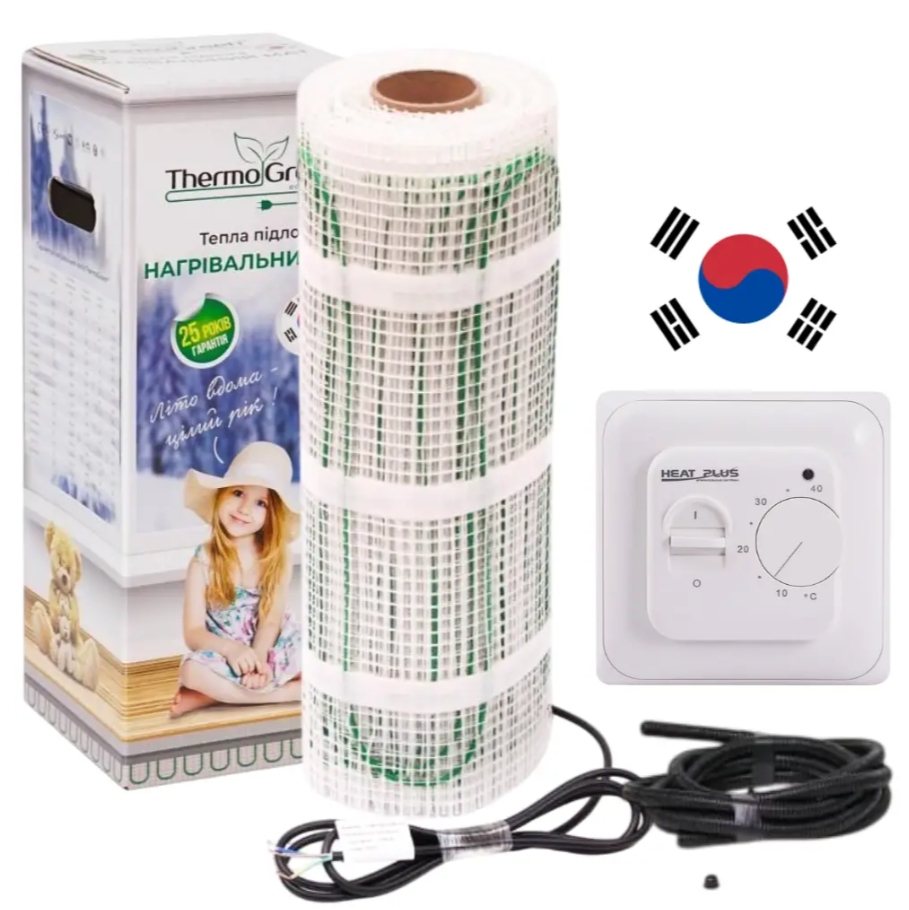 Мат нагревательный ThermoGreen TGMT 1 м², 150 Вт (TGMT010) + терморегулятор Heat Plus M5.16